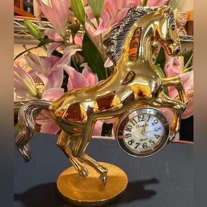 Gold Horse Clock by